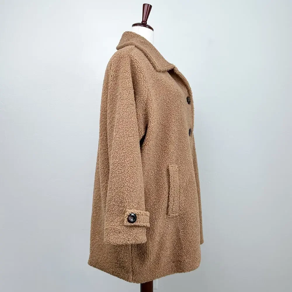 Draper's & Damon's 2X Tan Brown Soft Teddy Sherpa Button-Up Long Coat NWT